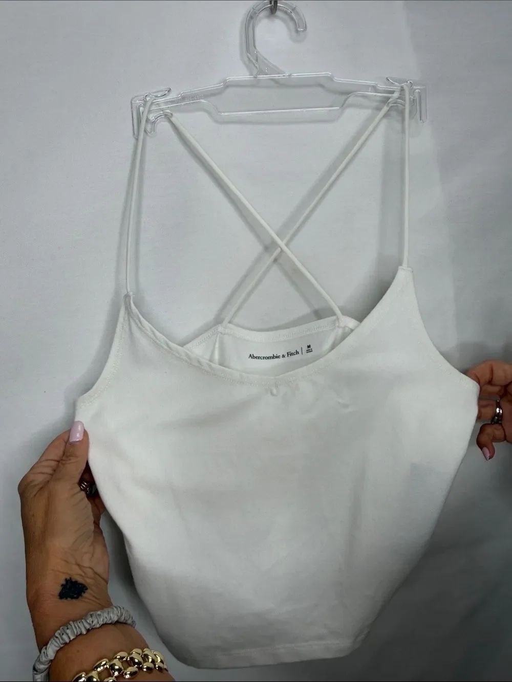 Abercrombie & Fitch White Double-Strap Scoop Neck Cami